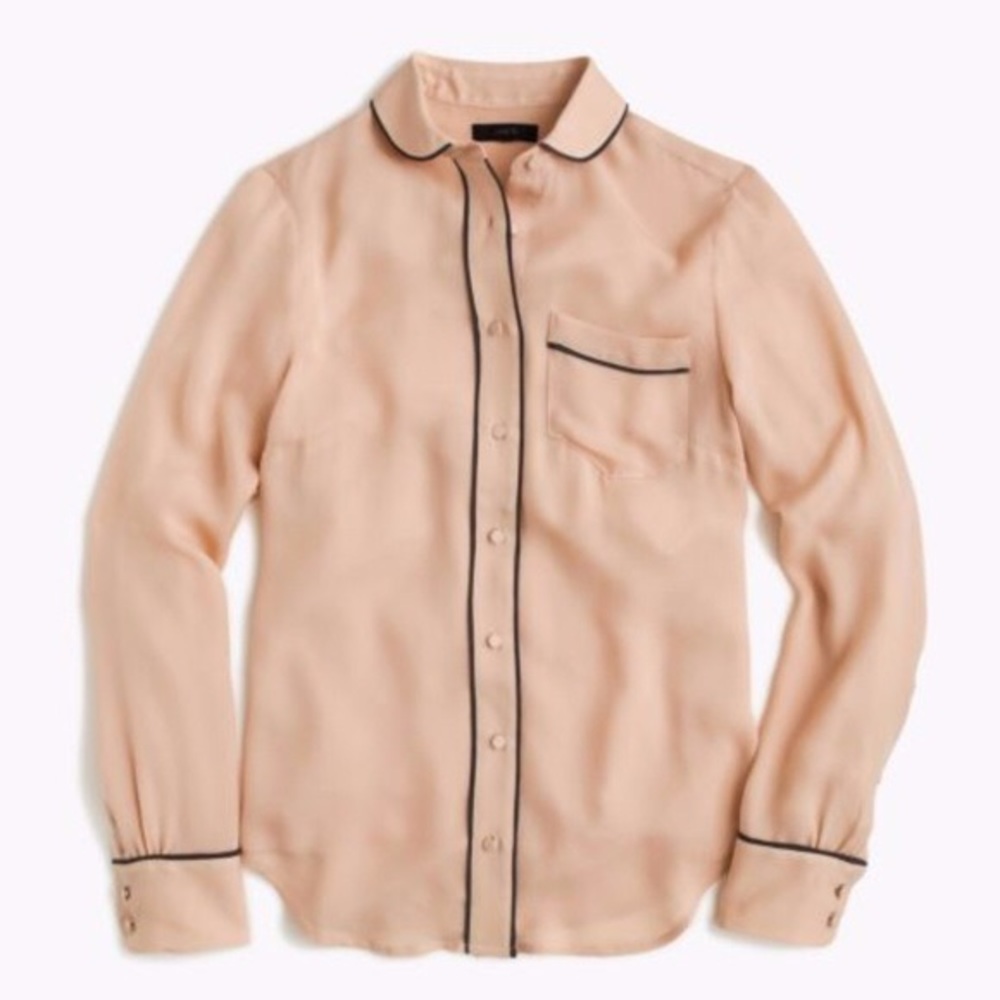 J Crew silk pajama top button up XS F6010